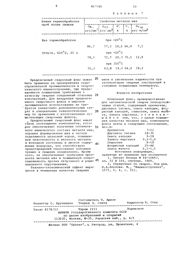 Плевленый флюс (патент 867580)