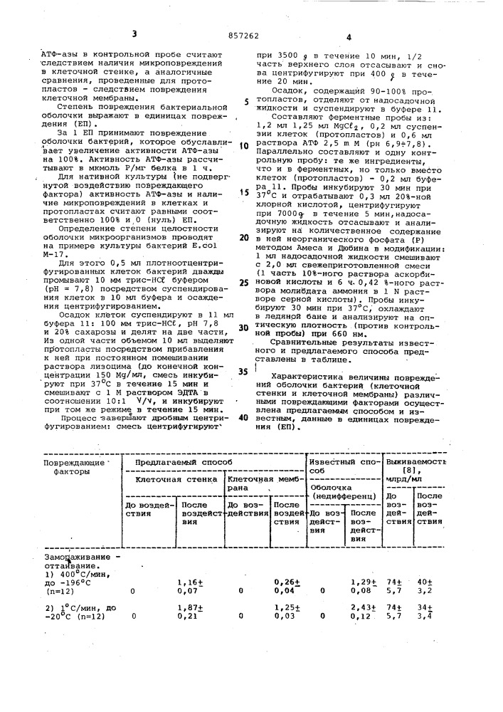 Способ определения повреждений бактериальной клети (патент 857262)