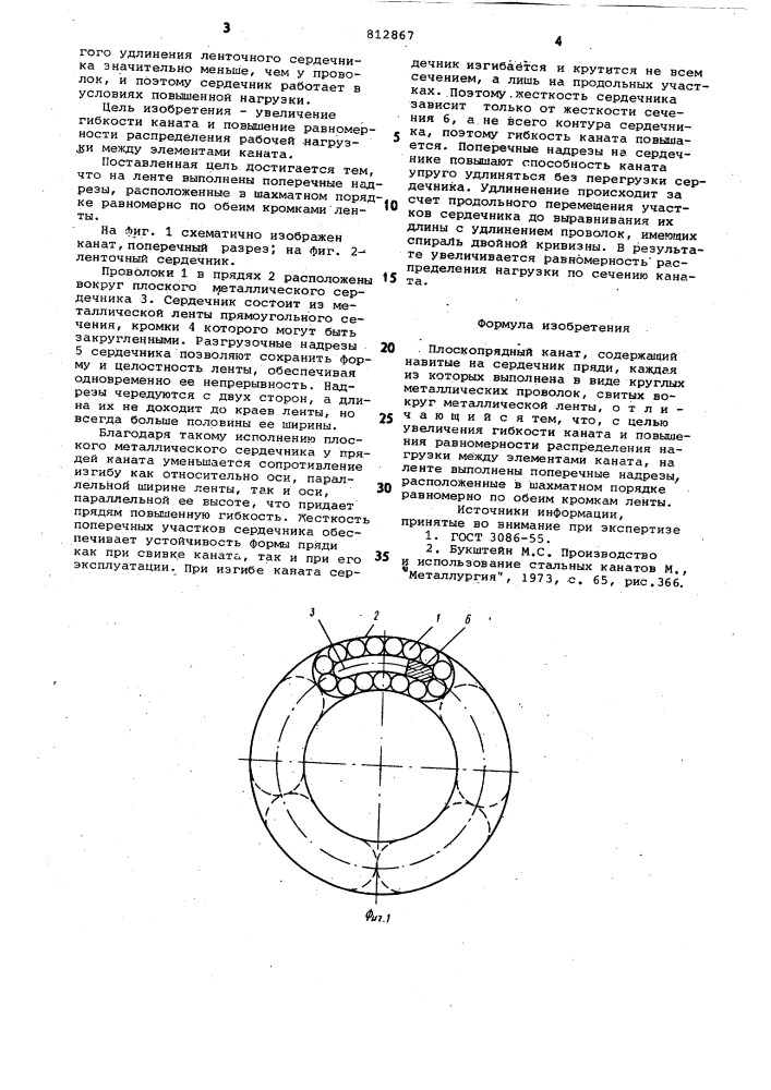 Плоскопрядный канат (патент 812867)