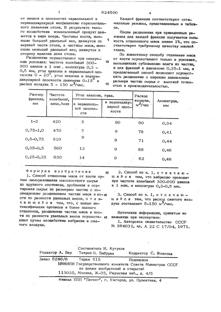 Способ отделения мяса от кости (патент 624590)