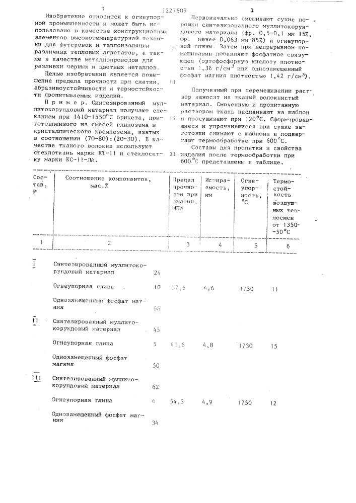 Состав для пропитки тканого стекловолокна (патент 1227609)