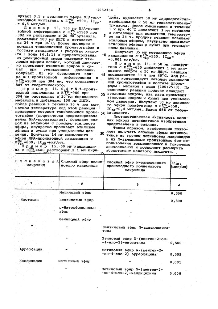 Способ получения сложных эфиров антибиотиков из группы полиеновых макролидов или их @ -замещенных производных (патент 1052154)