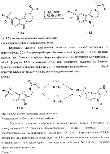 Замещенные 8-сульфонил-2,3,4,5-тетрагидро-1н-гамма-карболины, лиганды, фармацевтическая композиция, способ их получения и применения (патент 2404180)