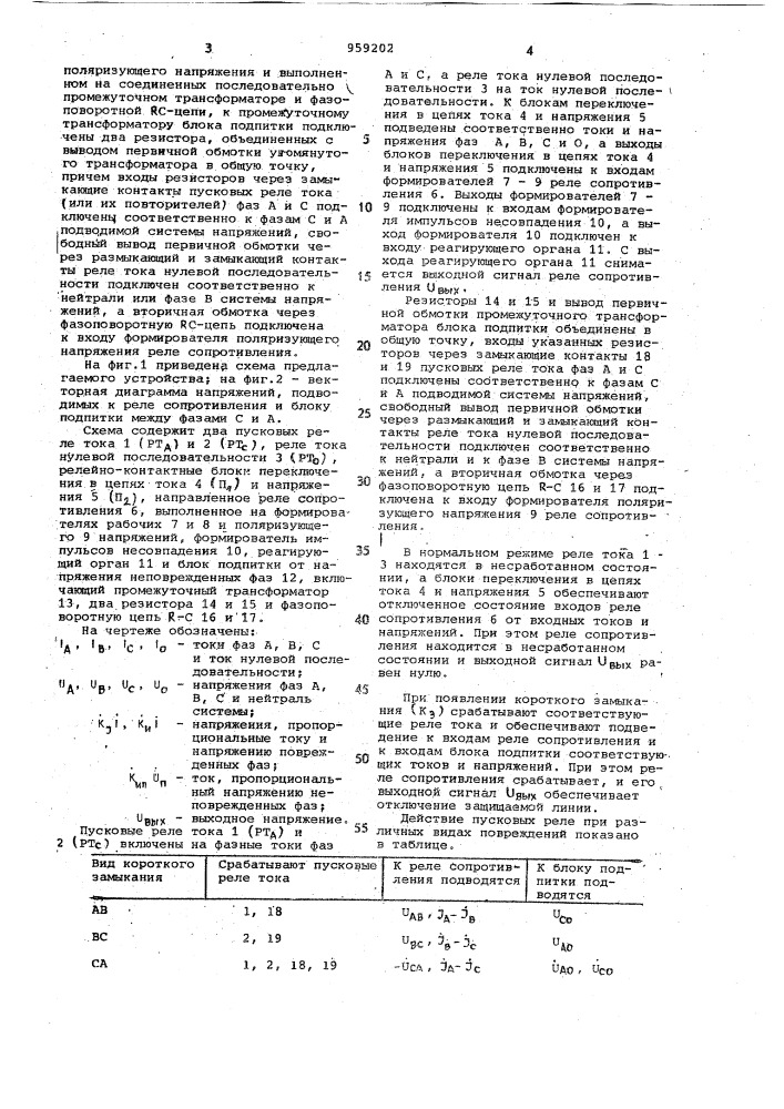 Устройство односистемной дистанционной защиты (патент 959202)