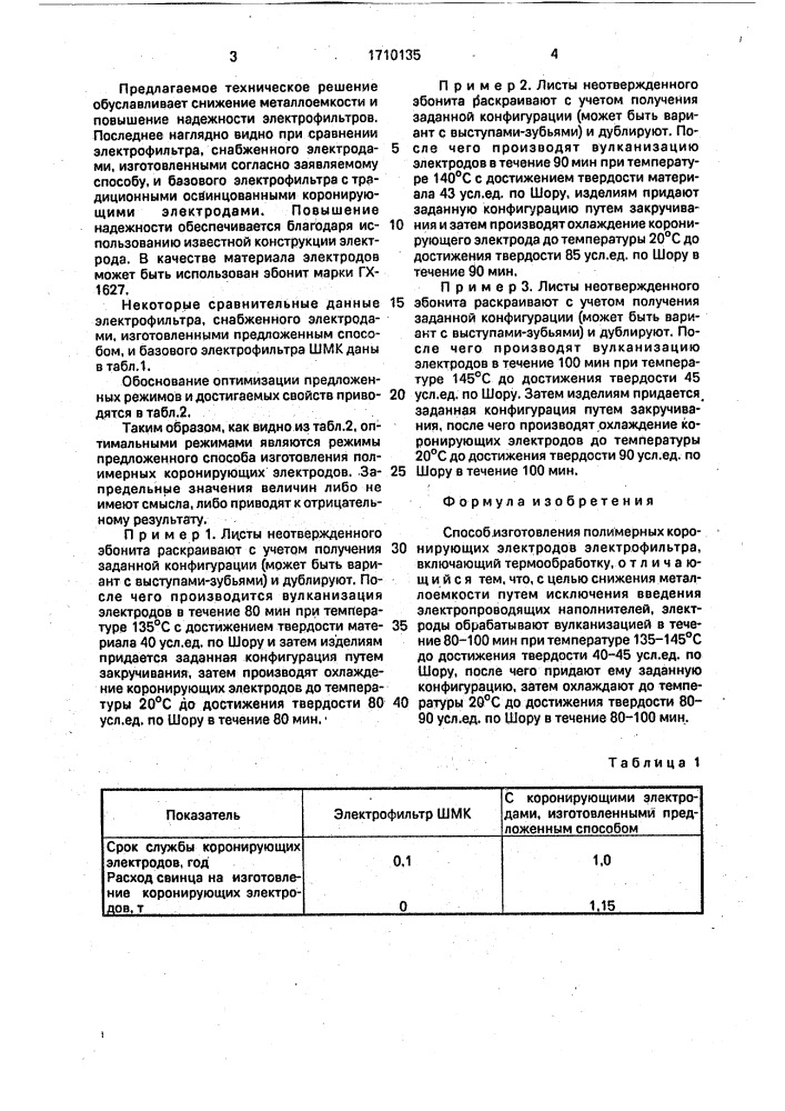 Способ изготовления полимерных коронирующих электродов электрофильтра (патент 1710135)