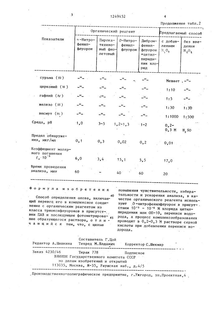 Способ определения олова (патент 1249452)