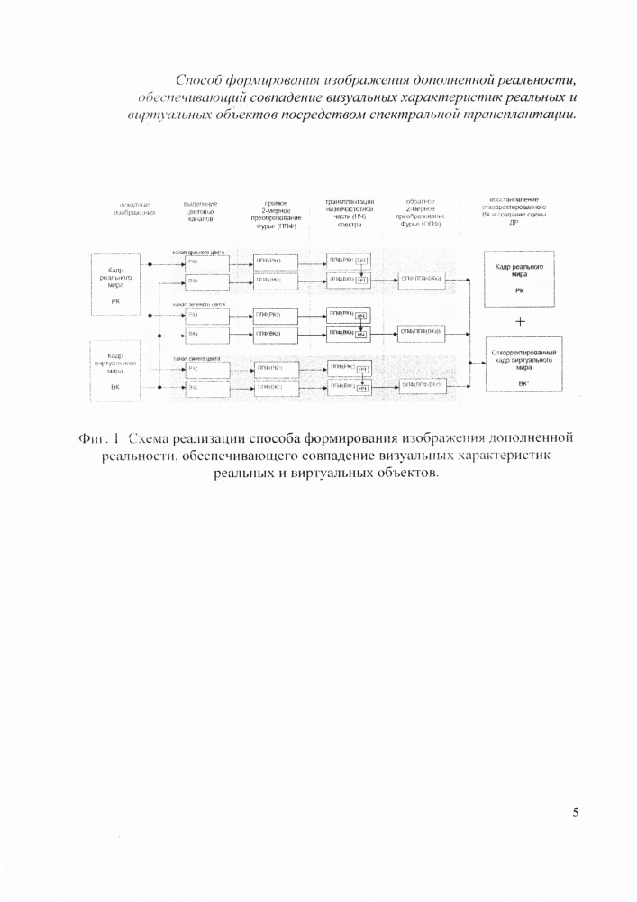 Способ формирования изображения дополненной реальности, обеспечивающий совпадение визуальных характеристик реальных и виртуальных объектов (патент 2667602)