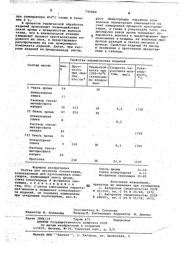 Состав для пропитки стеклоткани (патент 745884)