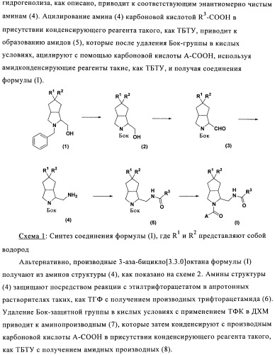 Соединения 3-аза-бицикло[3.3.0]октана (патент 2471796)