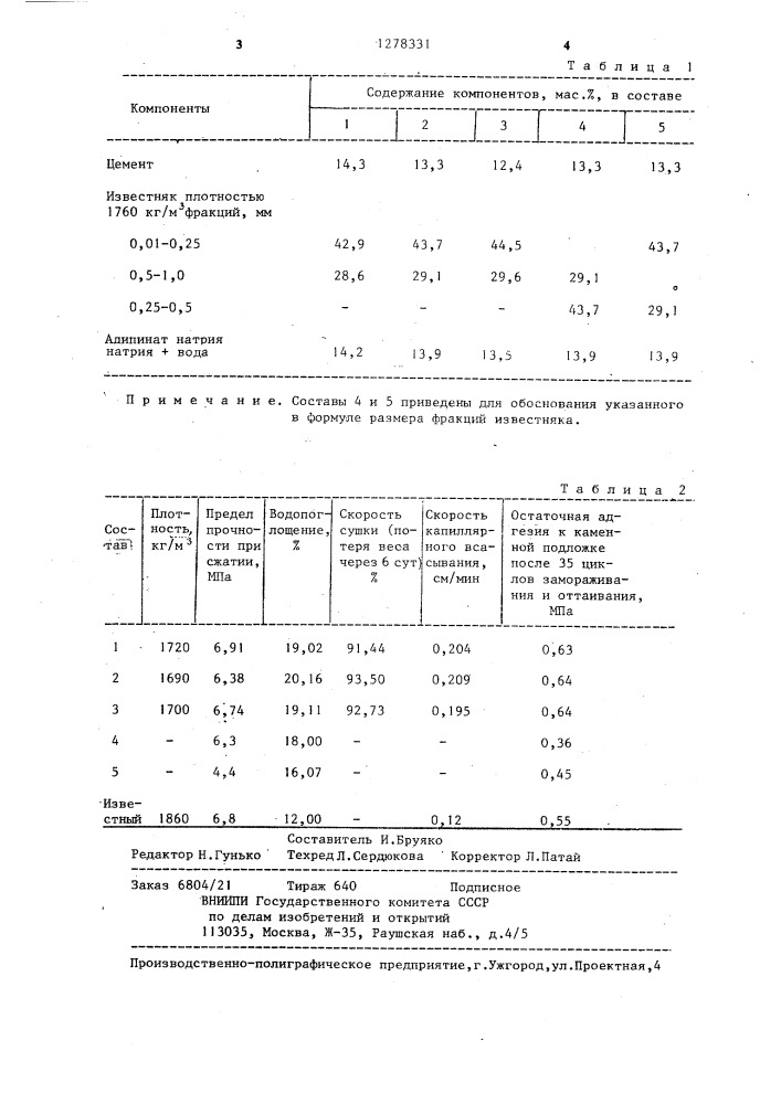 Декоративная композиция (патент 1278331)