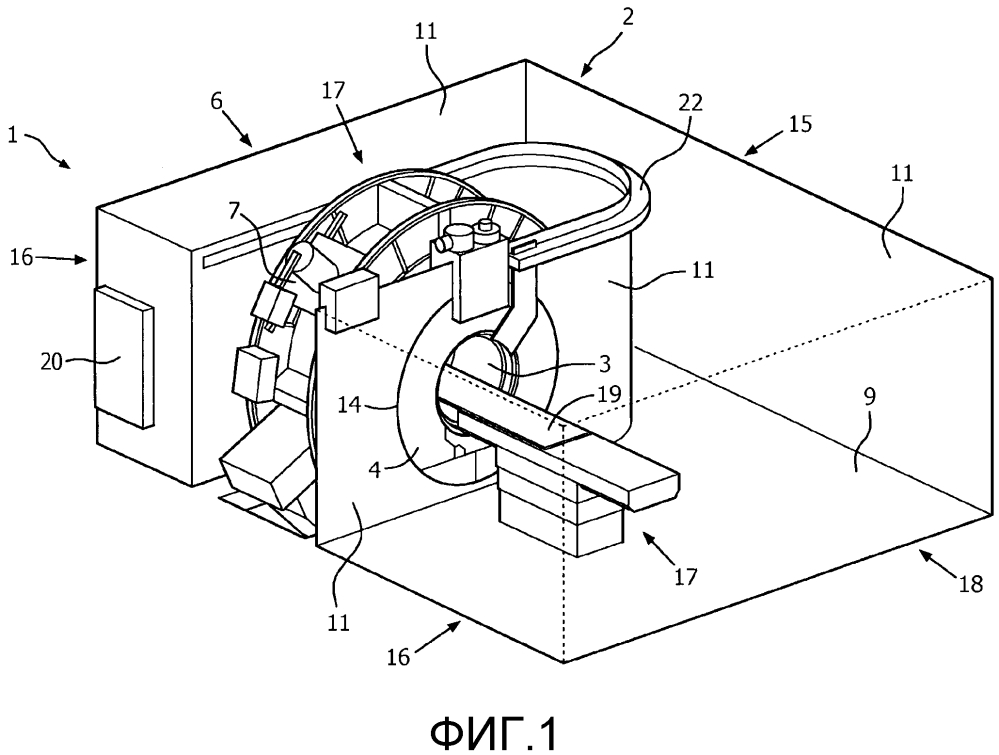 Радиочастотно экранированный диагностический кабинет системы магнитно-резонансной визуализации (патент 2653565)