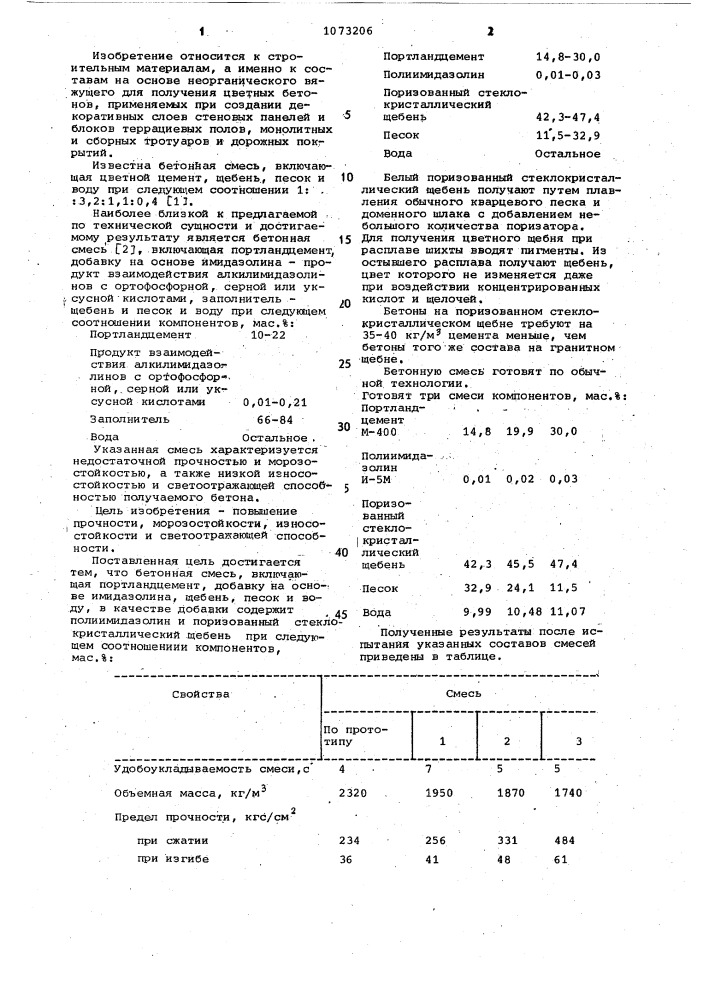 Бетонная смесь (патент 1073206)