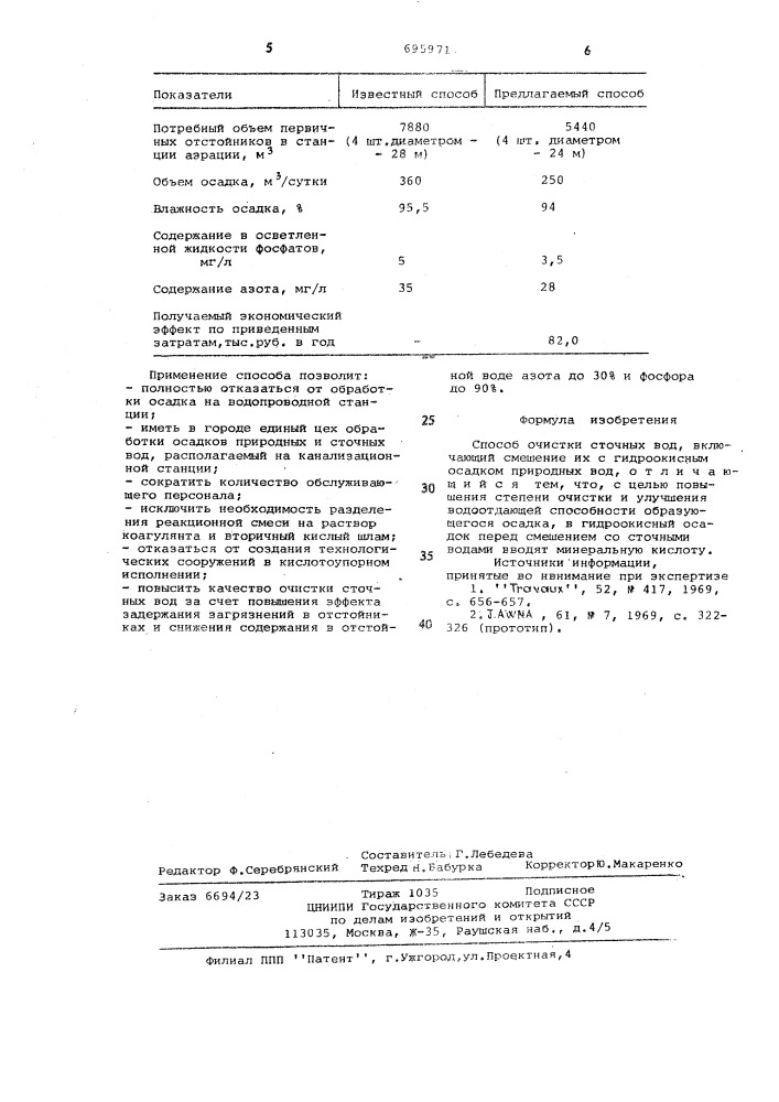 Способ очистки сточных вод (патент 695971)