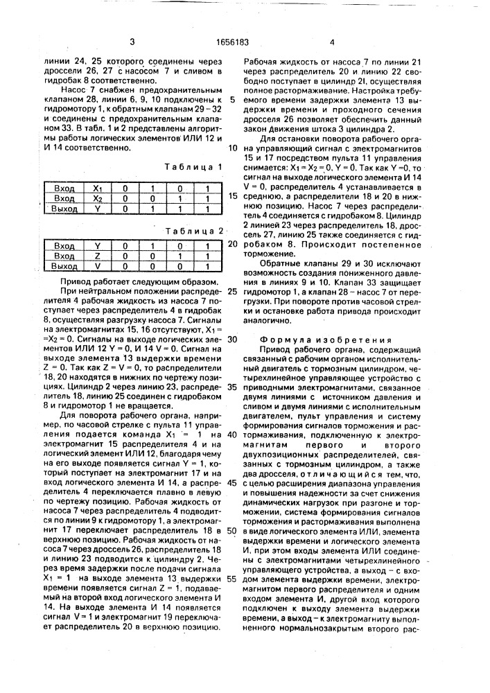 Привод рабочего органа (патент 1656183)