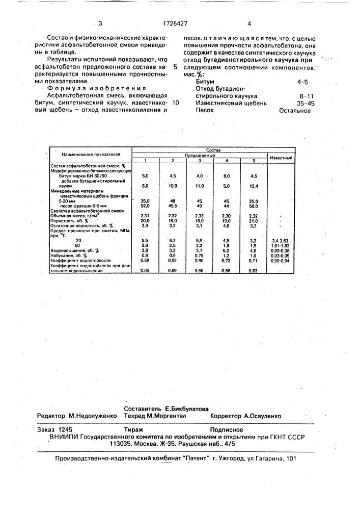 Асфальтобетонная смесь (патент 1726427)