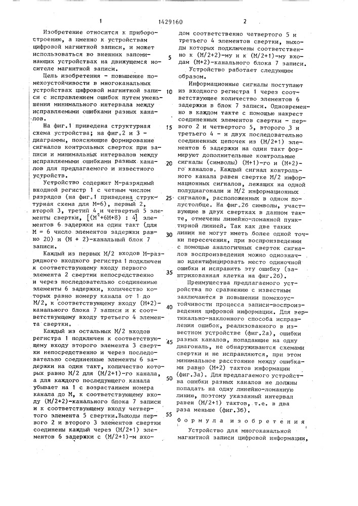 Устройство для многоканальной магнитной записи цифровой информации (патент 1429160)