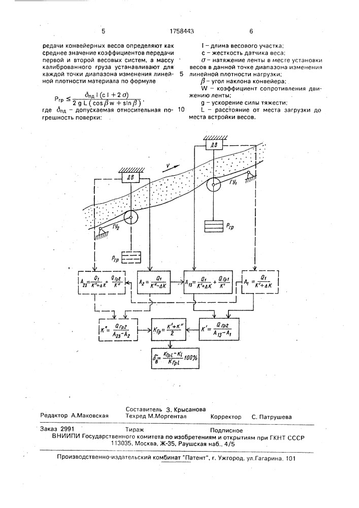 Способ градуировки и поверки конвейерных весов (патент 1758443)