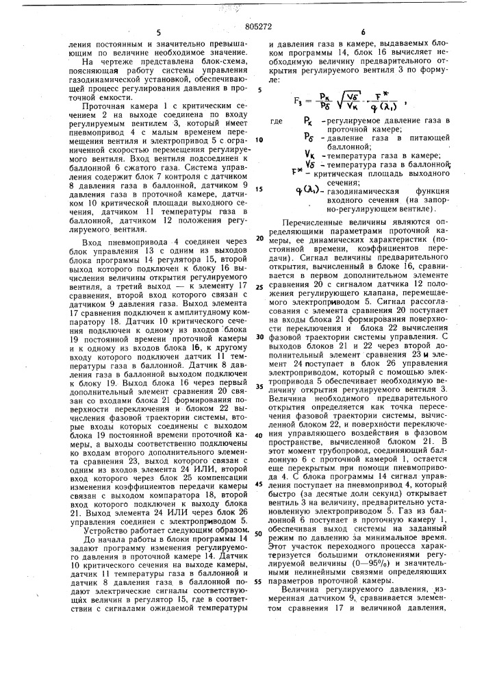 Система управления газодинамическойустановкой (патент 805272)