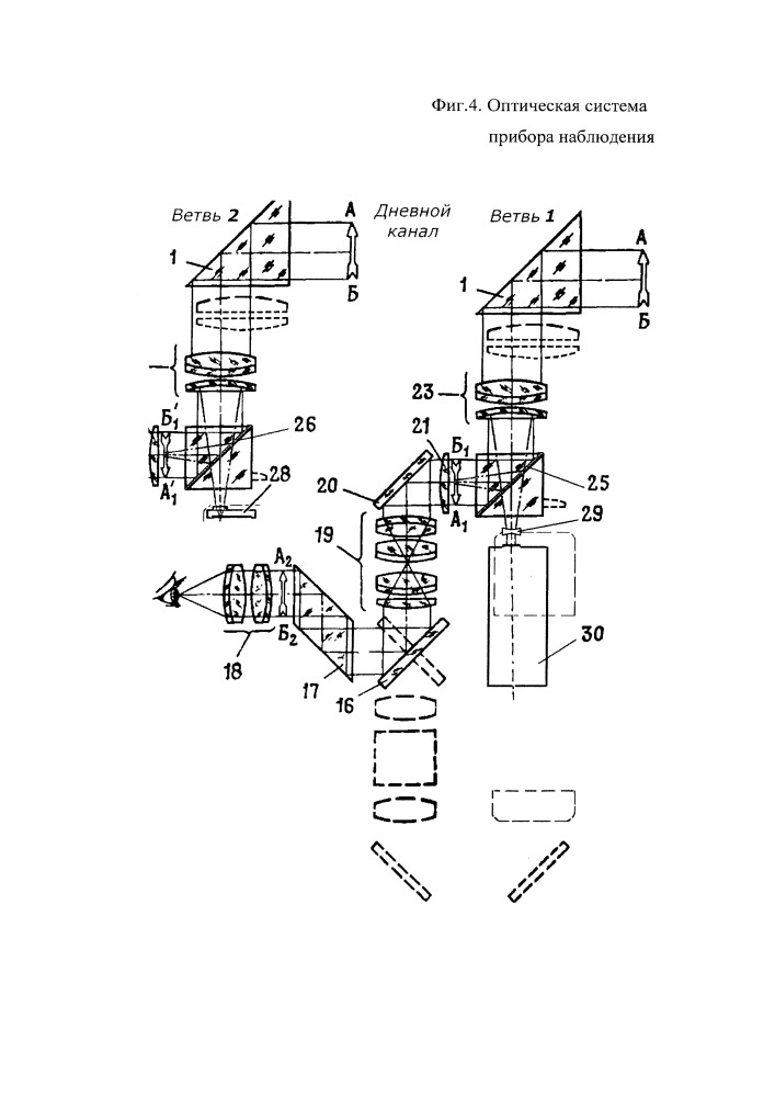 Оптическая система прибора наблюдения (патент 2655051)
