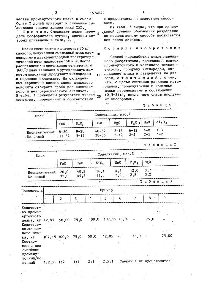 Способ переработки сталеплавильного фосфатшлака (патент 1574642)