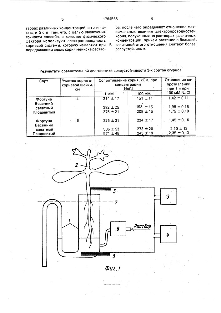 Способ ранней диагностики солеустойчивости растений (патент 1764568)