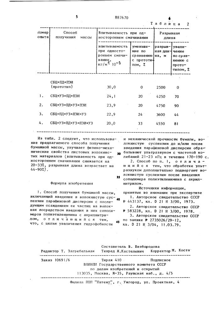 Способ получения бумажной массы (патент 887670)
