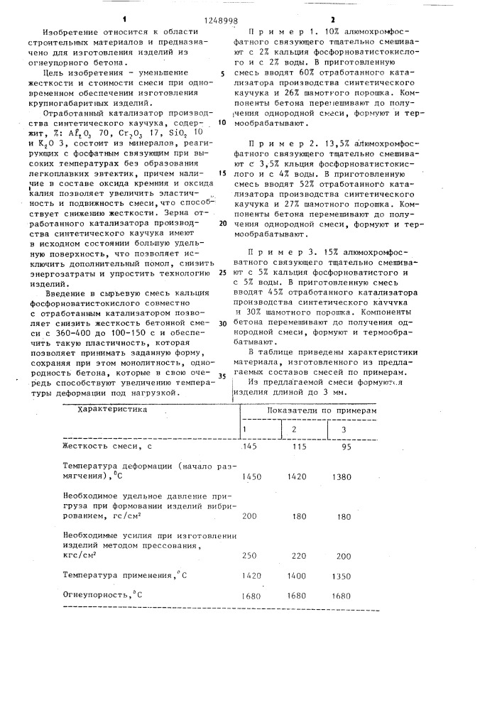 Сырьевая смесь для изготовления огнеупорных изделий (патент 1248998)