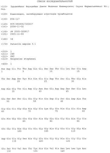 Полипептид, обладающий ингибиторной активностью в отношении агрегации тромбоцитов и/или ингибиторной активностью в отношении адгезии тромбоцитов, полинуклеотид, кодирующий его, композиция и набор, содержащие данный полипептид (патент 2434941)
