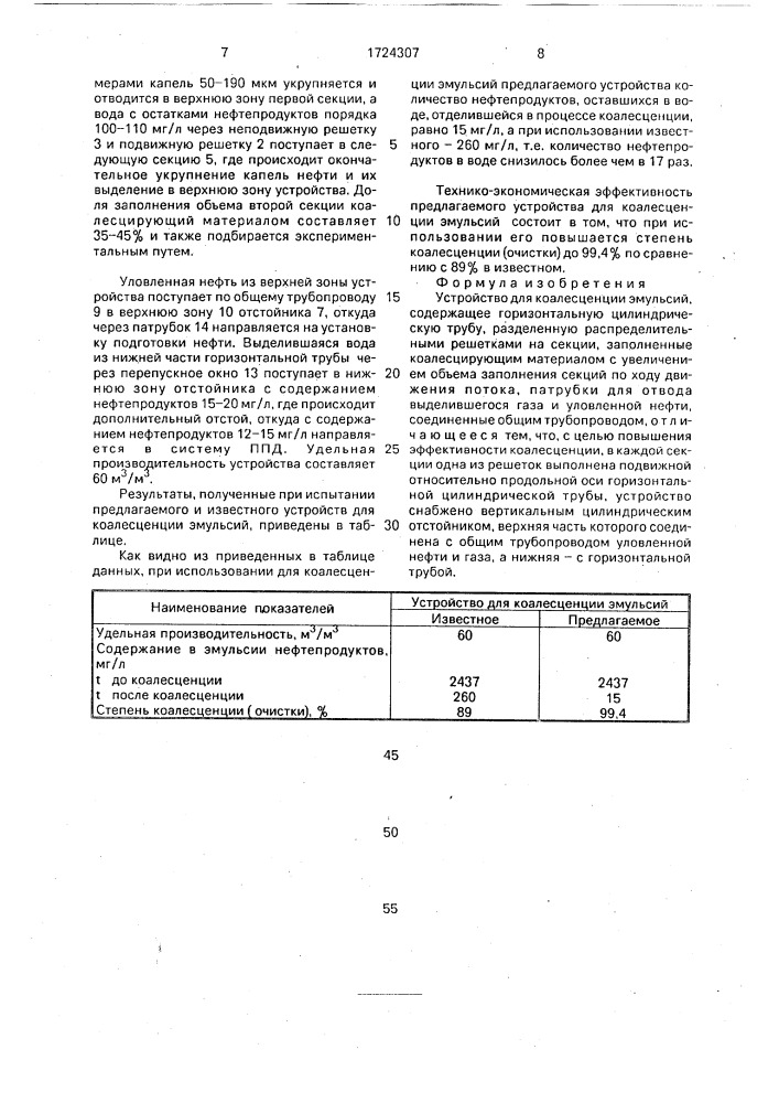 Устройство для коалесценции эмульсии (патент 1724307)