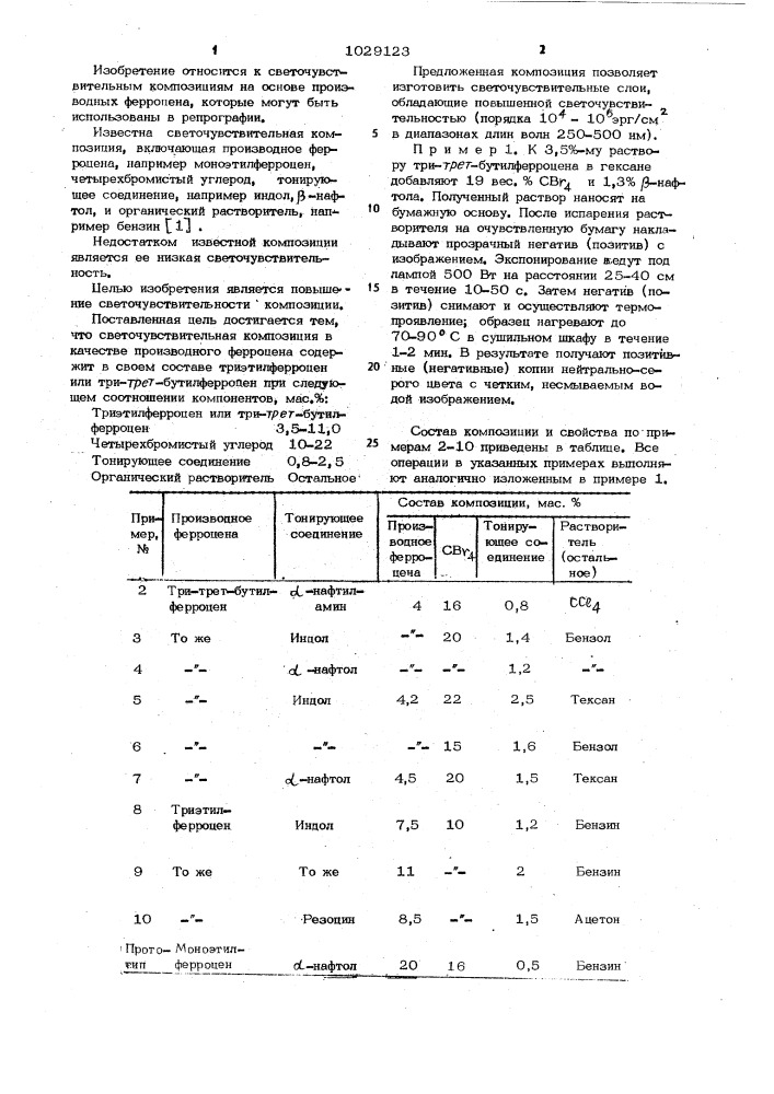 Светочувствительная композиция (патент 1029123)