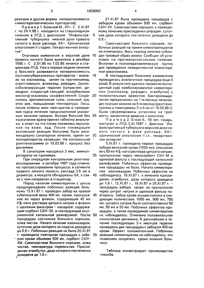 Способ лечения туберкулеза легких с сочетанным алкоголизмом (патент 1659050)