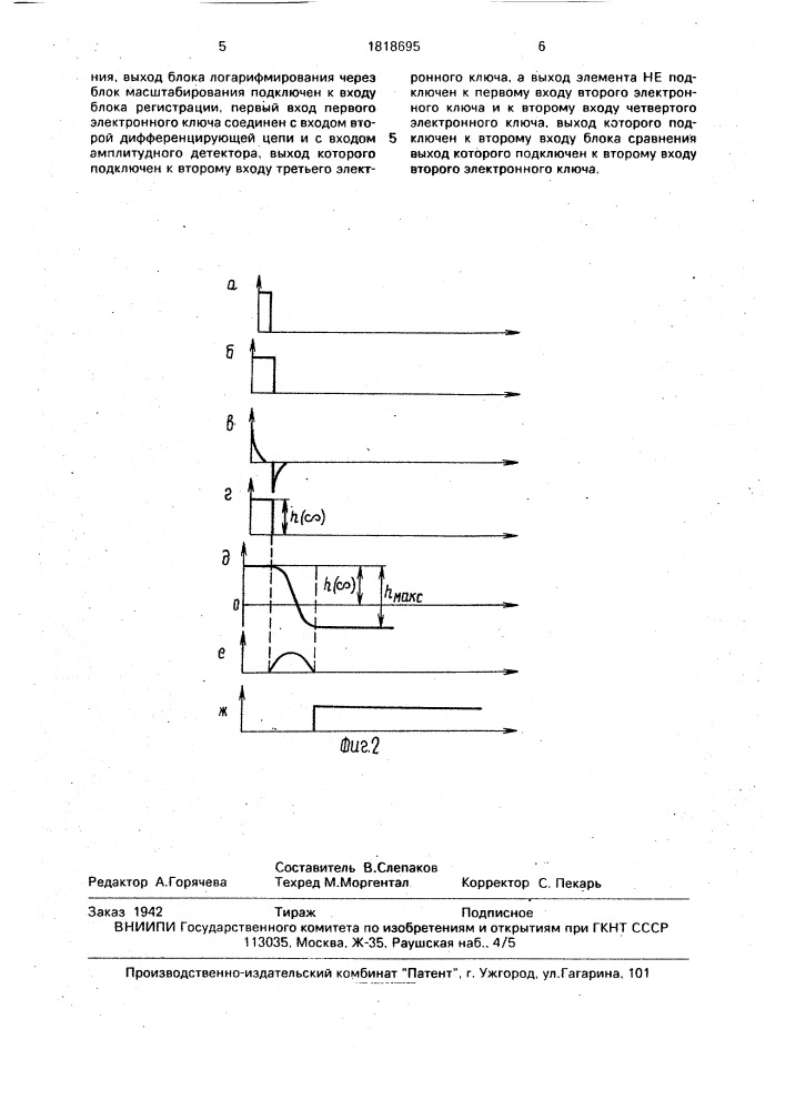 Устройство для измерения логарифмического декремента затухания (патент 1818695)