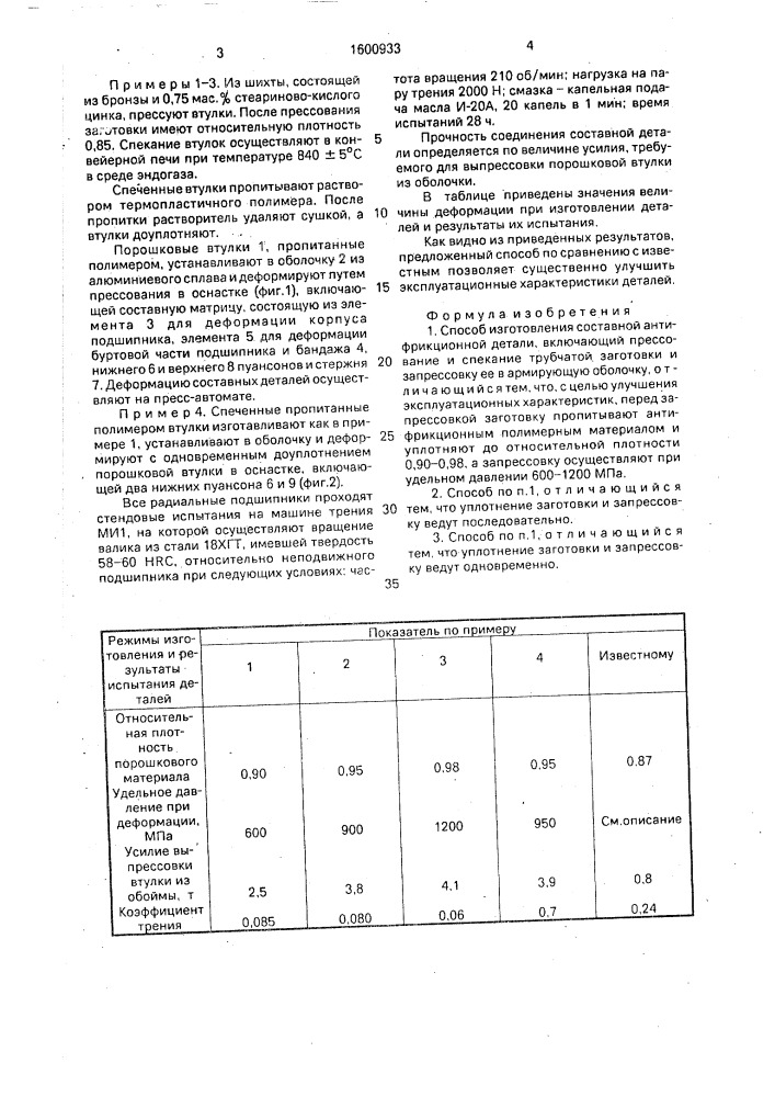 Способ изготовления составной антифрикционной детали (патент 1600933)