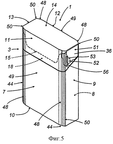Твердая упаковка с откидной крышкой, предназначенная для табачных изделий (патент 2294308)