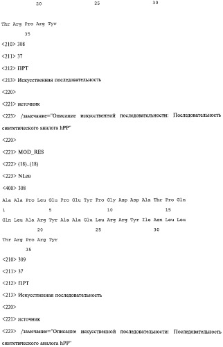 Аналог панкреатического полипептида человека (варианты), фармацевтическая композиция на его основе, способ лечения ожирения или диабета, способ снижения аппетита, уменьшения поглощения пищи или снижения потребления калорий и способ косметического снижения массы посредством указанного аналога (патент 2506273)