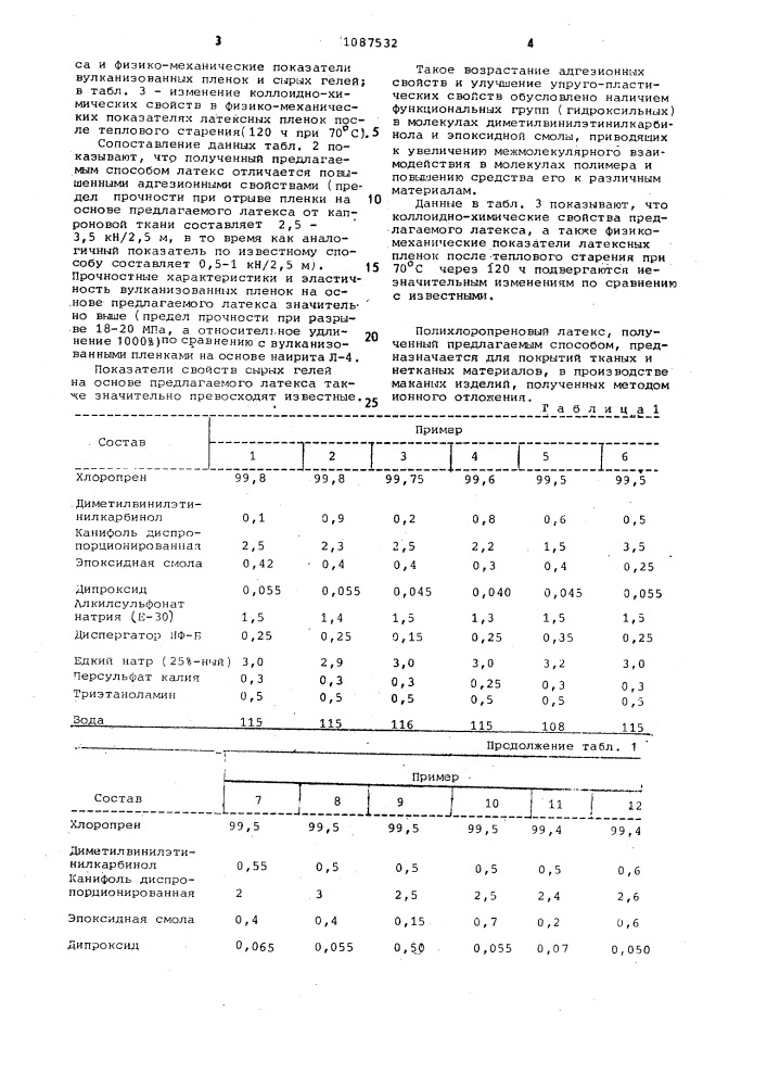Способ получения полихлоропренового латекса (патент 1087532)
