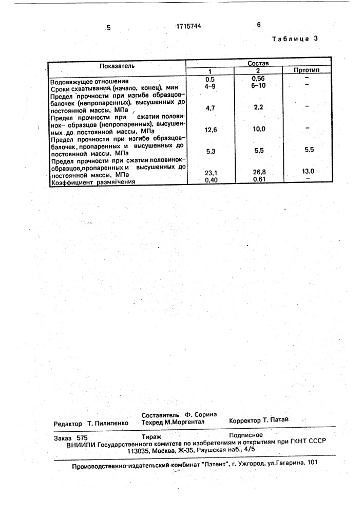 Вяжущее (патент 1715744)