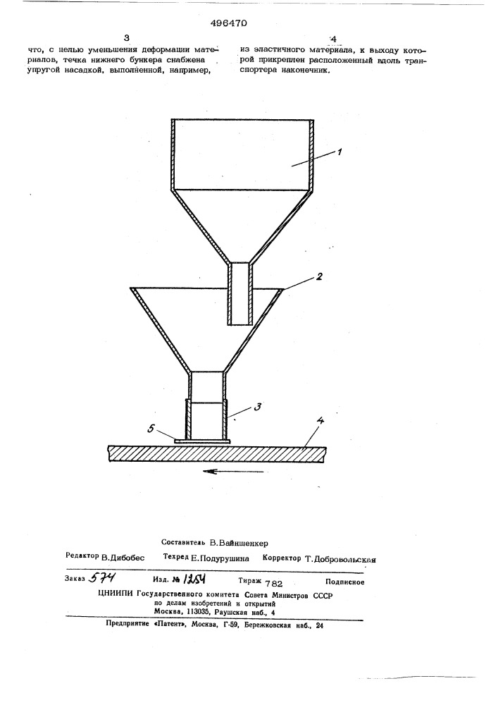 Устройство для дозирования легкодеформируемых материалов (патент 496470)