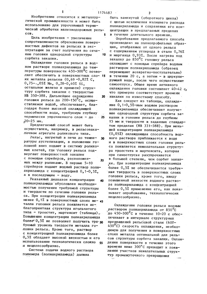 Способ термической обработки рельсов (патент 1174487)