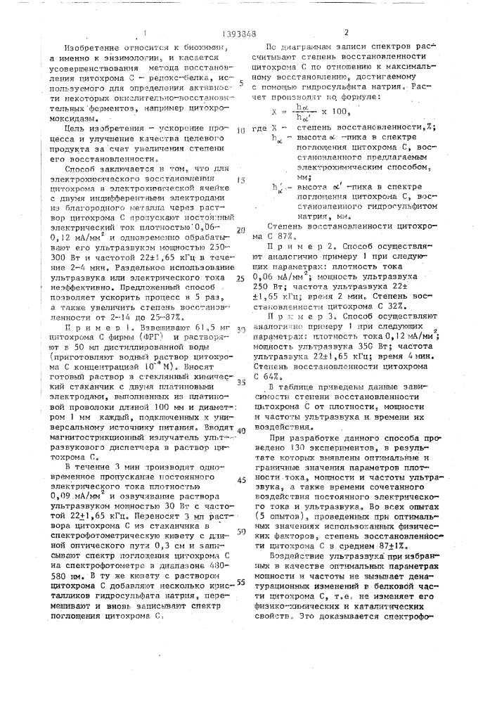 Способ получения восстановленного цитохрома с (патент 1393848)