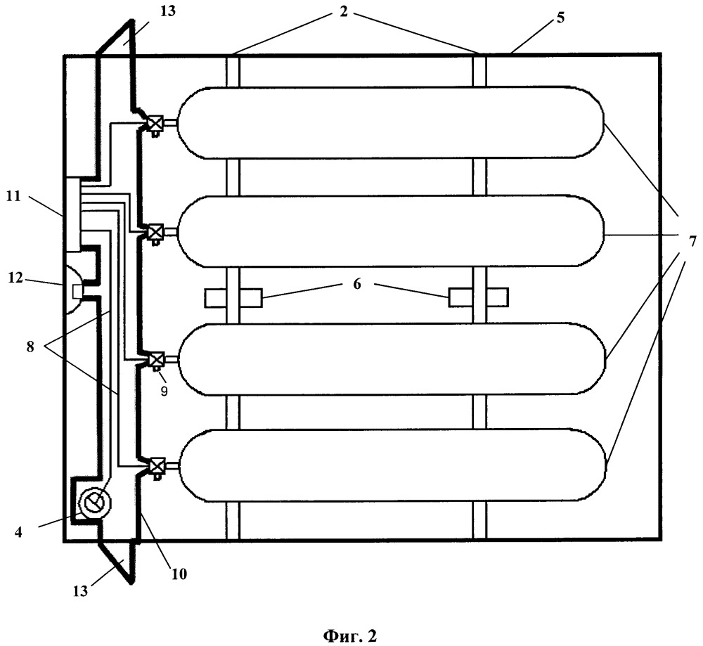 Контейнер для баллонов с компримированным природным газом (патент 2657841)