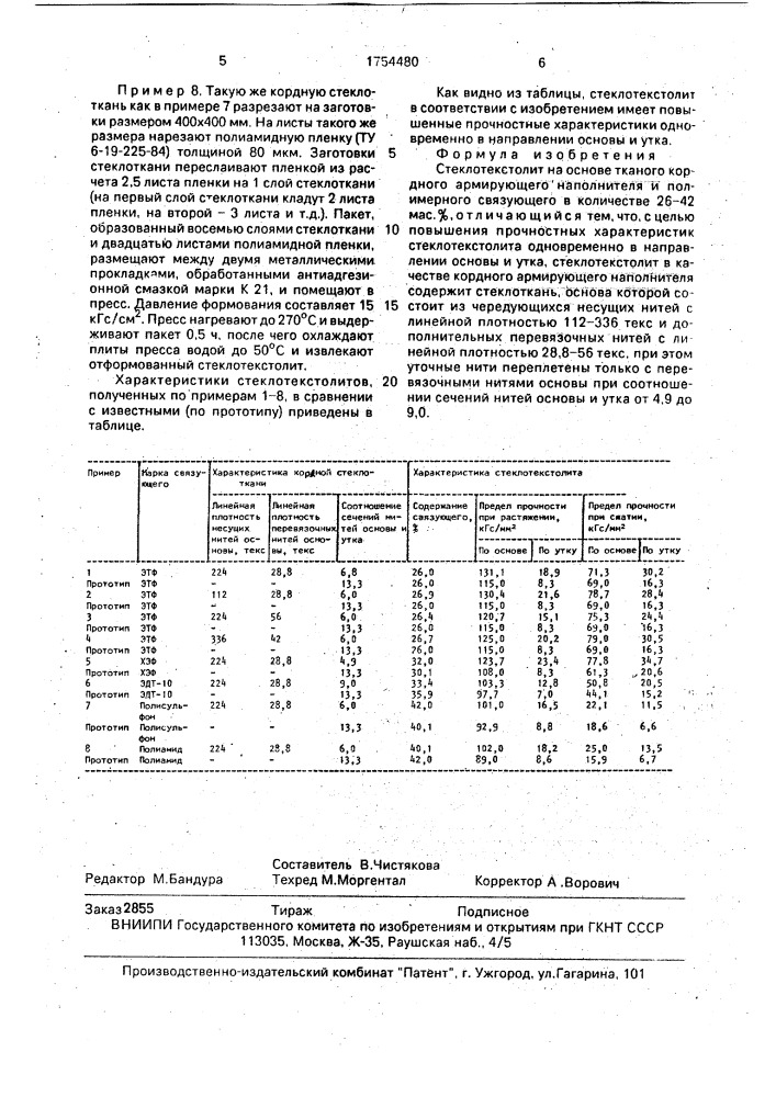 Стеклотекстолит (патент 1754480)