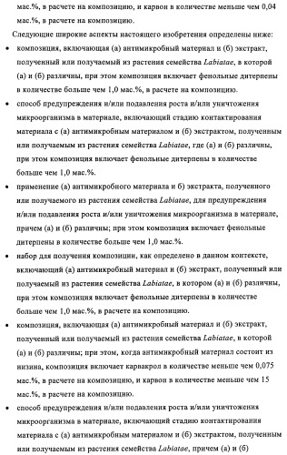 Микробицидная или микробиостатическая композиция, содержащая бактериоцин и экстракт растения семейства labiatae (патент 2395204)