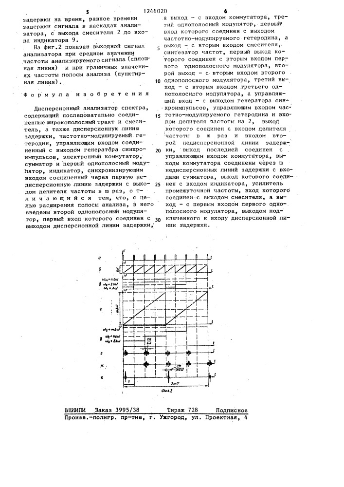Дисперсионный анализатор спектра (патент 1246020)