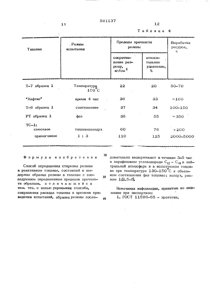 Способ определения старения резины в реактивном топливе (патент 561137)