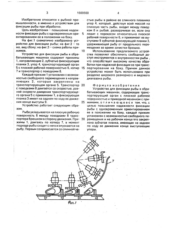 Устройство для фиксации рыбы в обрабатывающих машинах (патент 1660660)