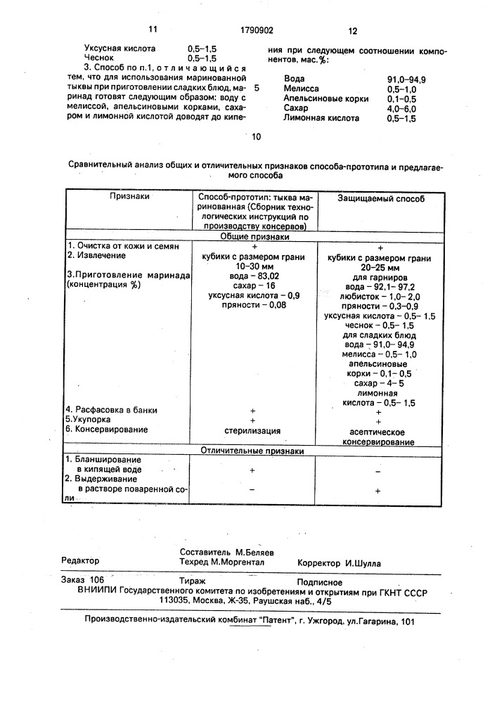 Способ производства маринованной тыквы (патент 1790902)