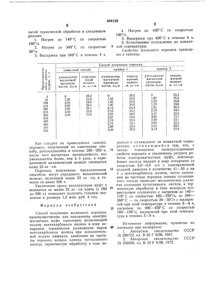 Способ получения железного порошка (патент 844122)