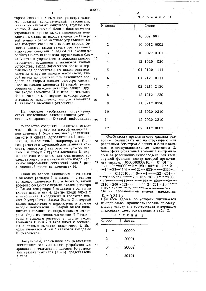 Постоянное запоминающее устройство (патент 842963)