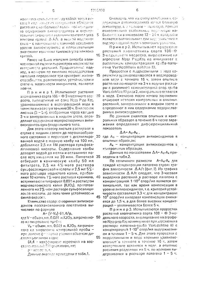 Способ определения надежности иммунитета растений (патент 1706460)